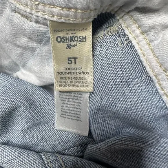 OshKosh B'gosh Pink Hearts Denim Overalls Size 5T - Picture 9 of 11